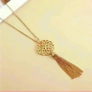 Long Hollow Lotus Flower Tassel necklace
